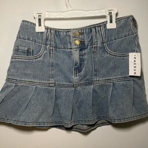 Pacsun pleated denim mini skirt new with tags